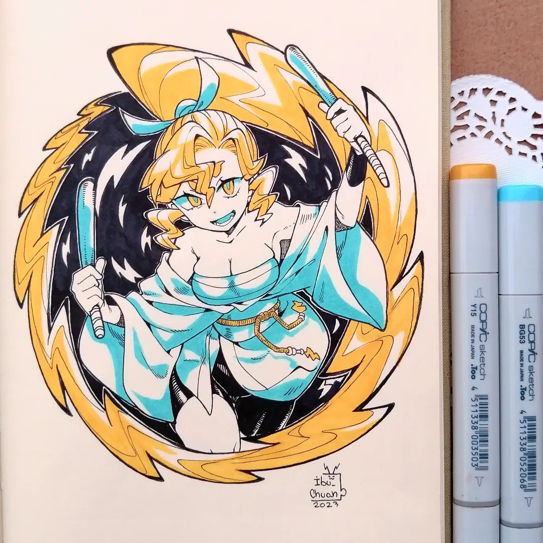 Rayos y truenos ⚡⚡⚡🌩️

 El primer diseño que pensé, ella tendría el cabello suelto pero con ina cola de caballo quedaba mejor con esa pose.

#drawtober2023 #copicart