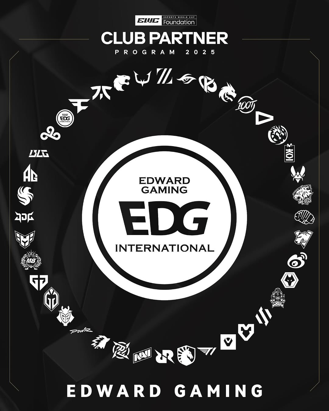 EDG Esports Club Officially Joins EWCF Club Partner Program 

Since its establishment in 2013, EDG Esports Club has consistently upheld the chivalric spirit of “United by Passion, Advancing Together.” Over the past decade, the club has claimed multiple world championships, with trophies like the 2015 League of Legends Mid-Season Invitational (MSI) title, the 2021 League of Legends World Championship (S11) crown, and the 2024 Valorant Global Championship shining brightly in its history.  

As we step into 2025, we are honored to announce our partnership with the EWCF Club Partner program! With a decade of competitive excellence, EDG will join forces with elite esports clubs worldwide to explore the boundless possibilities of esports. Our global journey has never ceased, and this time, we will continue our quest in Saudi Arabia, aiming to add new honors to EDG’s legacy. Together, we strive to write new chapters of Eastern glory on the global stage of esports.  #ewc2025
