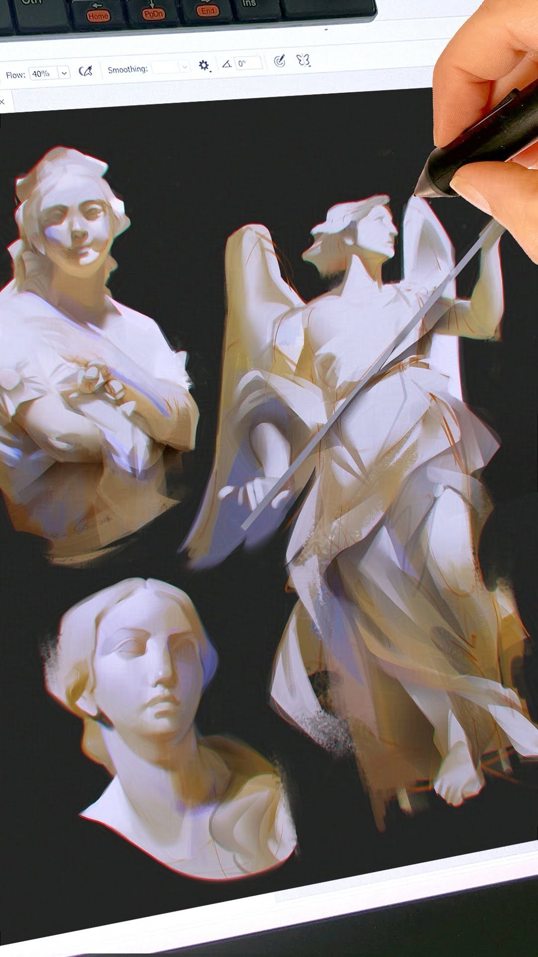 Painting statues (and finding every possible excuse to add a blue accent).