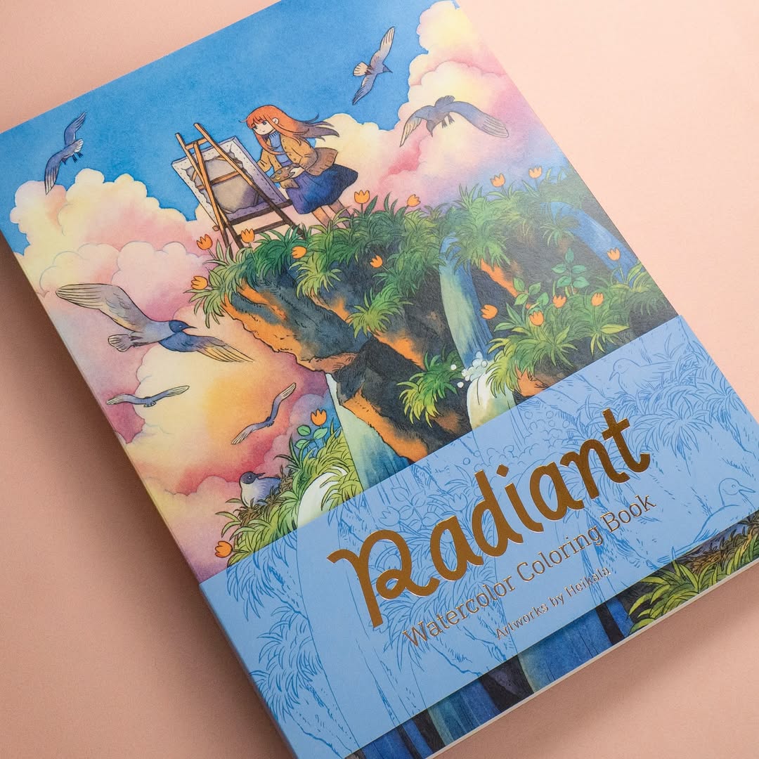 ’Radiant’ Watercolor Coloring Books are now up in my shop! Link in bio 💕✨