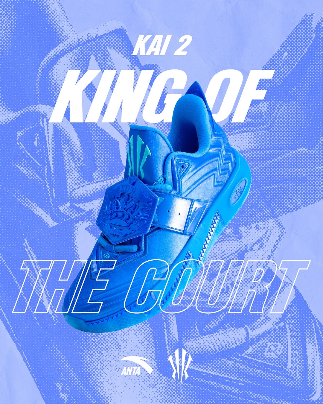 Introducing the ANTA Kai 2 “King of the Court” 👑 Available 10/18 via ANTA.com and select retailers. 

Inspired by a viral Dallas Mavericks scrimmage that crowned Kyrie as the team’s “1v1 King”, the King Of The Court colorway is a tribute to his unmatched skill, balance, and creative dominance on the court. In that practice—where focus met flair—Irving’s mastery earned him a championship belt and sparked the story behind this release.
For the first time in the KAI 2 line, the silhouette introduces a Velcro strap modeled after the “1v1 King” belt— and featured a deep blue primary tone, echoing the Mavericks’ signature color and symbolizing Kyrie’s calm, precision, and killer instinct. The ANTA Kai 2 “King of the Court” channels the energy of competition and the individuality that defines the KAI series.

Subscribe via ANTA.com for more drop updates 🤞🏾