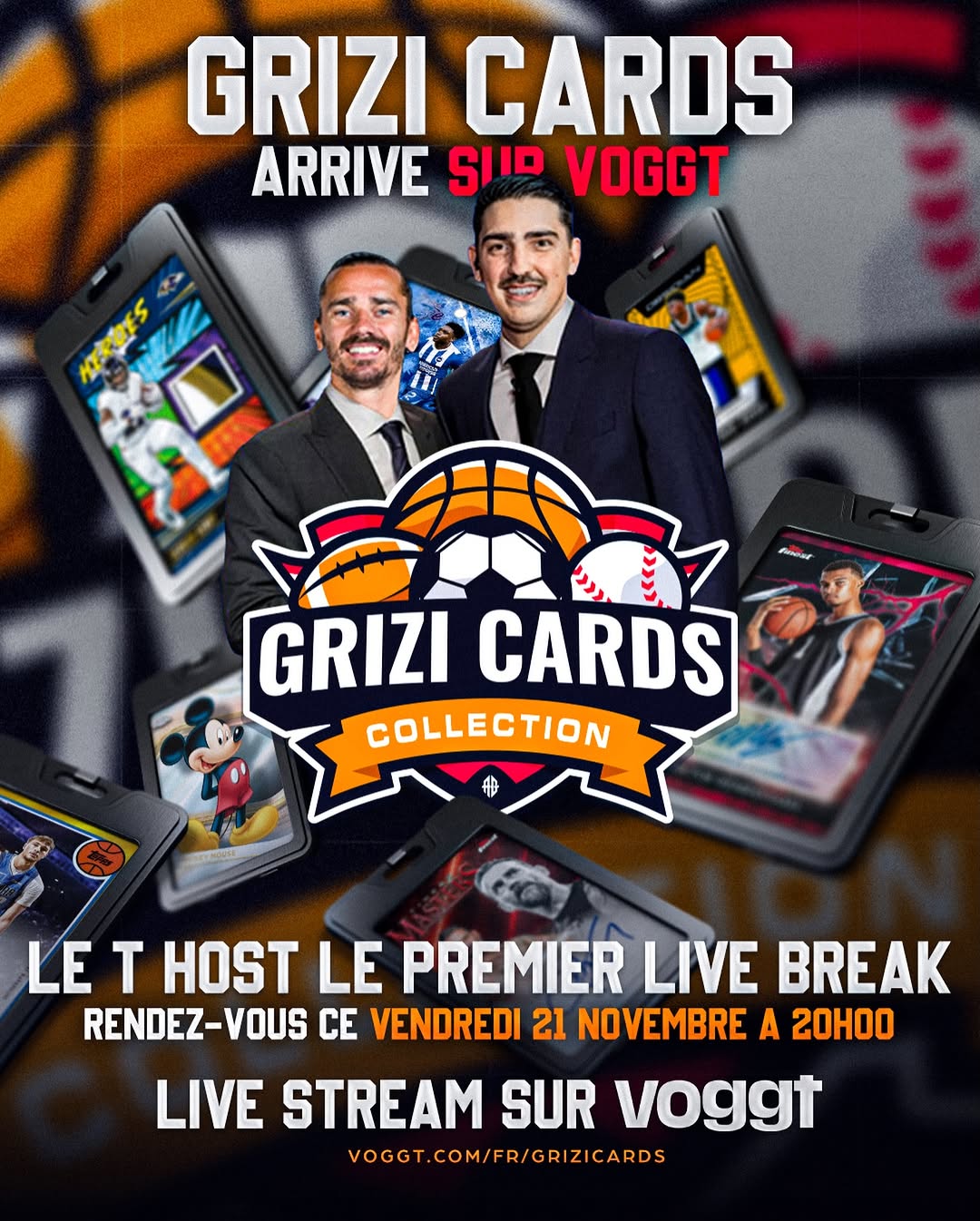 🚨 Nouvelle ère pour Grizi Cards.

Ce vendredi à 20h, on se lance officiellement dans les live breaks sur Voggt.

🎤 Theo sera aux commandes… et croyez-nous, vous n’êtes pas prêts.

📍 Rendez-vous en live, on ouvre, on rit, on apprend, on vibre… et on chase ensemble. #GriziCards