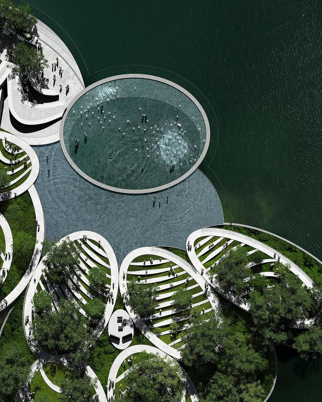 🌿Seoul-based landscape studio @office_parkkim has won the international competition to design the new floating stage at Suseongmot Lake in Daegu, South Korea. Their proposal, Suseongmot Floating Hills, reimagines the lake as a cultural landscape shaped by eight interconnected, plant-covered islands that form an open-air auditorium for 1,500 visitors.

Shaped as gently sloped ovals and linked by pedestrian walkways, the floating structure combines fixed and lawn seating and rests on a hybrid concrete and fiber-reinforced polymer system. The project will stand just 100 meters from a new pedestrian bridge designed by Japanese architect Junya Ishigami, creating a new cultural spine across the water.

Set within a UNESCO City of Music and home to Korea’s largest music festival, the future performance hall aims to become a world-class landmark for outdoor events when construction begins in 2025.

📷 @mir.no

#parametricarchitecture #PARKKIM #landscapearchitecture #SuseongmotLake #Daegu #floatingarchitecture #koreandesign #publicspace #outdoorperformance