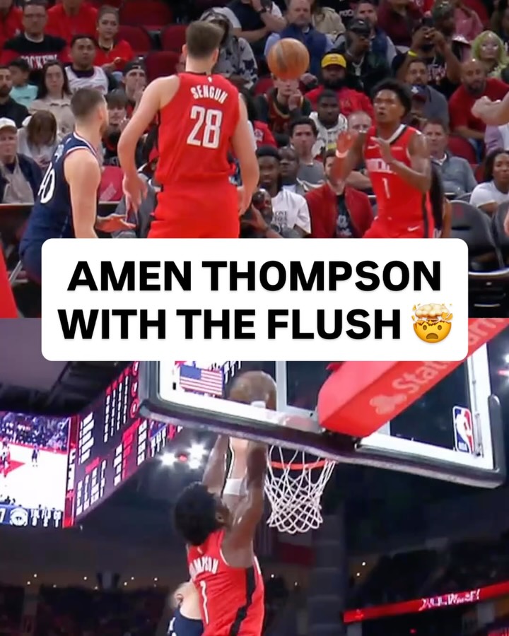 @alperen.sengun tosses it to @amen.thompson for the HUGE slam 💪 LAC/HOU • NBA League Pass • <link in bio>