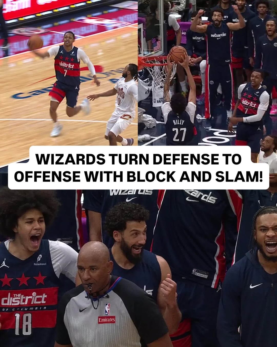 @jamirwatkins gets the block, then @noigbub lobs it up to @willyjball7 for the alley-oop 🤩 CLE/WAS • NBA League Pass • <link in bio>