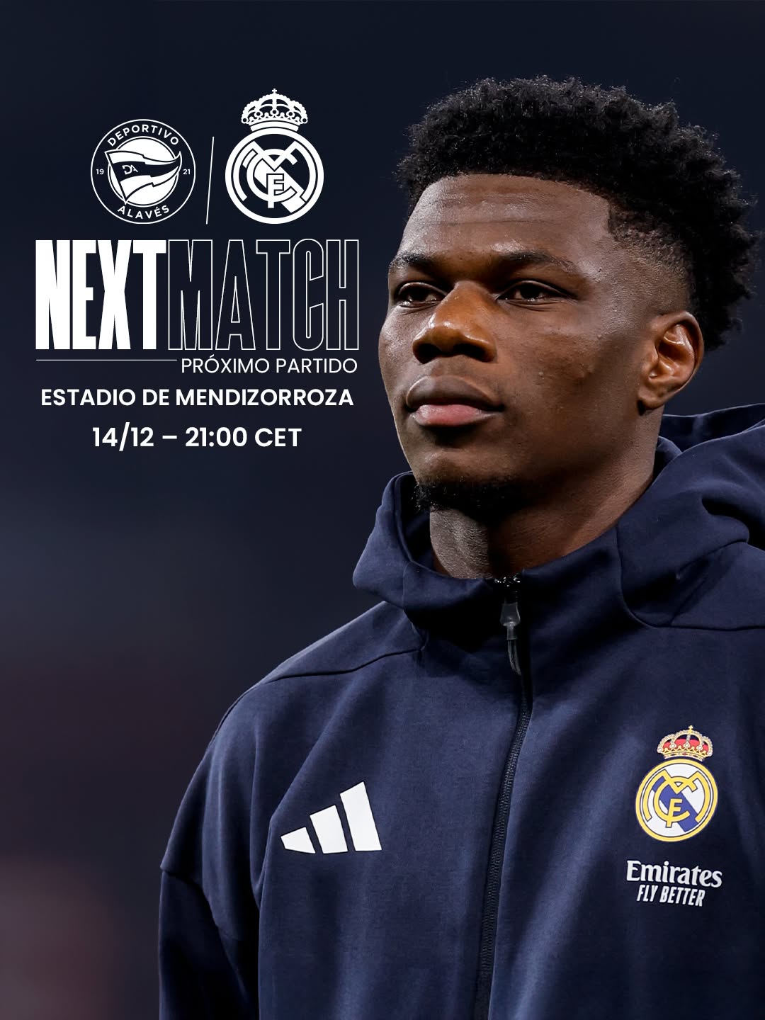 ⏩ NEXT MATCH | PRÓXIMO PARTIDO
🆚 Alavés
🗓️ 14/12 | 21:00 CET
#AlavésRealMadrid