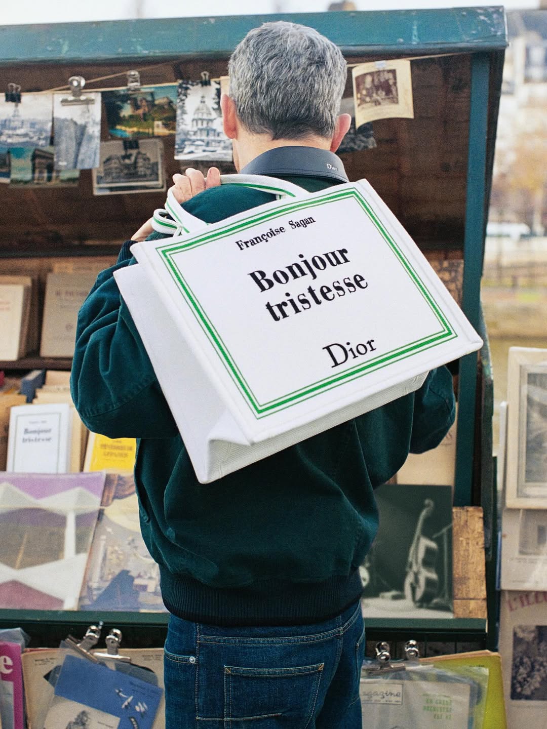 An homage to the joy of reading. 
 
To mark the arrival of the new Dior Book Cover Totes, photographer Angèle Châtenet captures a variety of writers, booksellers and literature lovers among the iconic bouquinistes stalls along the banks of the Seine.
 
Featuring photographer Denis Westhoff, son of author Françoise Sagan.