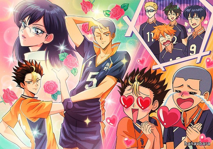 retro haikyuu!! 🧡🏐✨#ハイキュー prints available!! thank you so much for all the love to this series 🥹 who would have thought an anime about volleyball would bring us all so much serotonin 💕 also! come and meet us in dokomi (düsseldorf), anime expo (los angeles), japan expo (paris) and animenyc (new york) this summer 🥰☀️🕶️🍉🍹