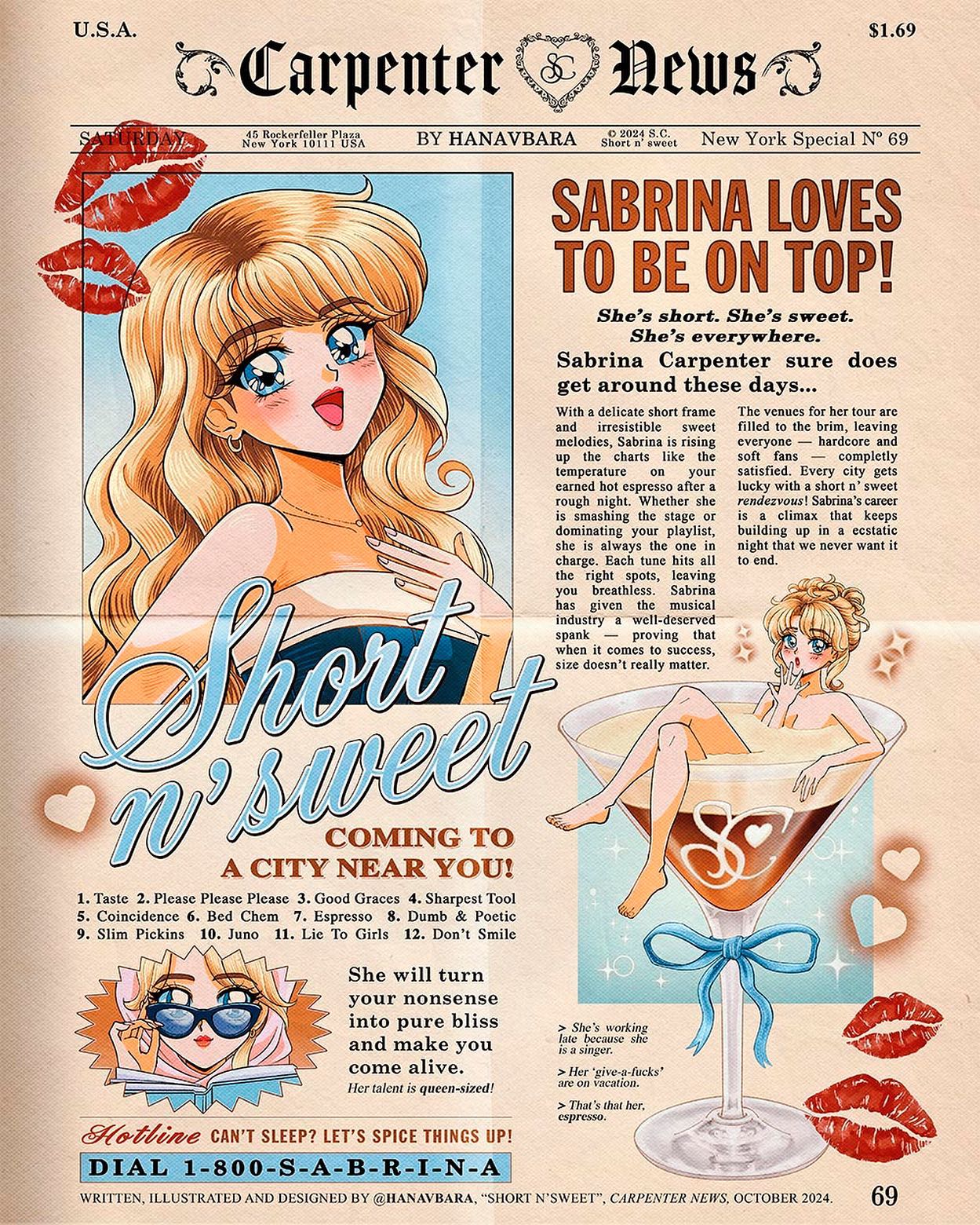 Carpenter News: Sabrina Loves To Be On Top 📰☕️💋 @sabrinacarpenter @teamsabrina 

.
#sabrinacarpenter #shortnsweet #shortnsweettour #sabrinacarpenterfanart #drawing #illustration #art #anime #digitalart #digitalartist #digitaldrawing #artwork #fanart #artistsoninstagram #fyp #artreels #animeretro #90sanime #90sanimeaesthetic #retroanime