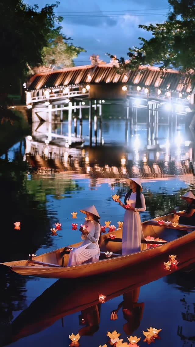 Lantern ceremony in Hue Vietnam. 
This centuries-old custom blends Buddhist and local spiritual traditions. In Vietnamese belief, water symbolizes life’s constant flow, while fire represents the soul and enlightenment. Together they express gratitude for the present and hope for the future.
Ladies used here reusable Lanterns which were collected by the local fishermen after the ceremony was concluded. #hue #vietnam