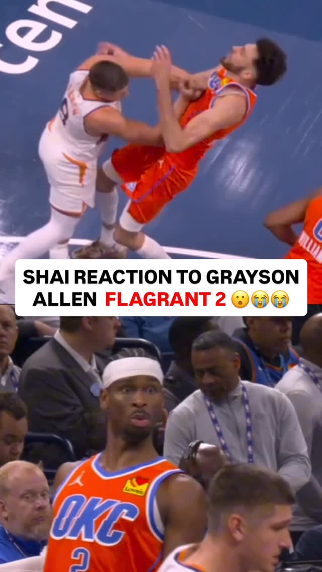 This flagrant 2 on Grayson Allen caught Shai ALL the way off guard 😭

#NBA #basketball #Shai #foul