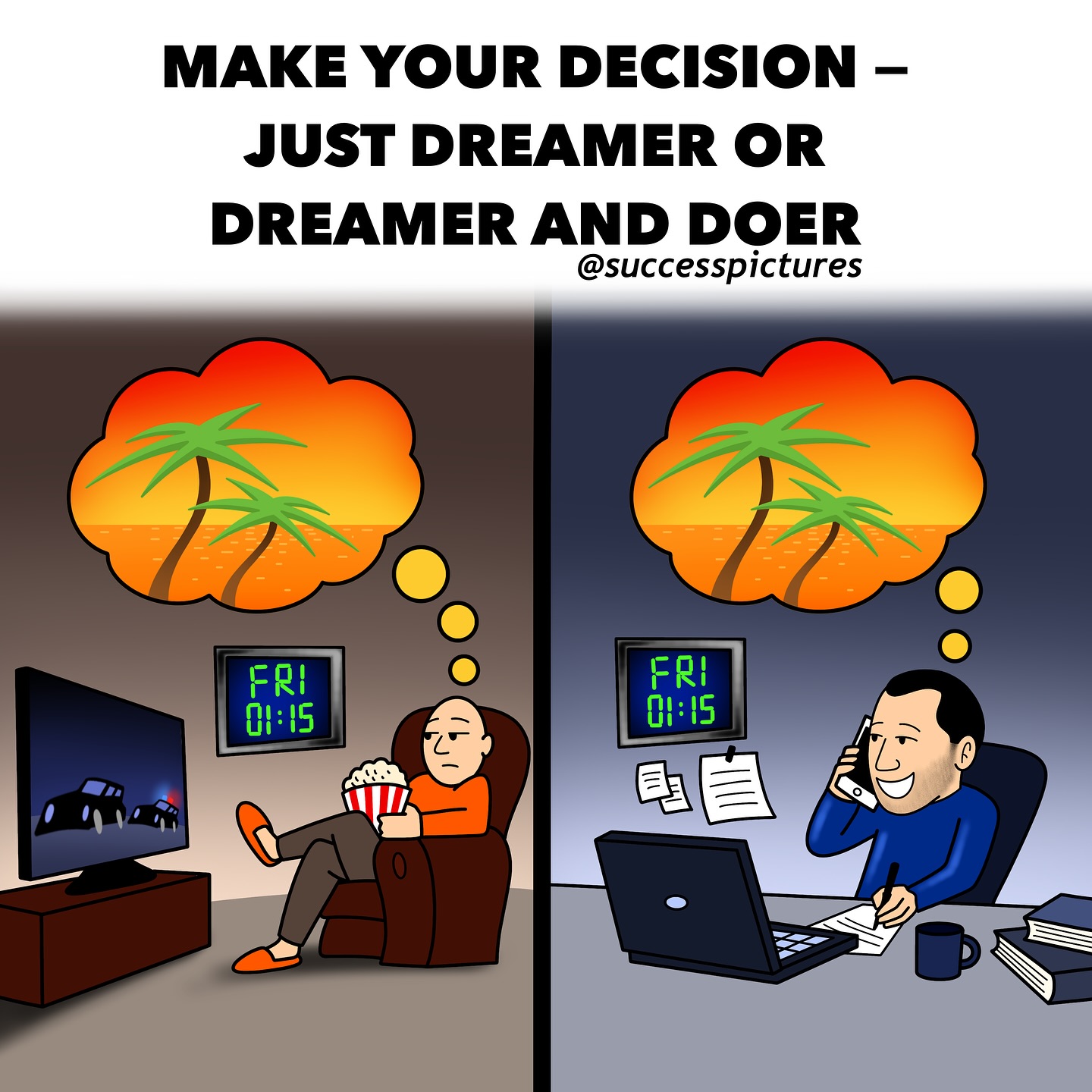 ⠀⠀⠀⠀⠀⠀⠀⠀⠀
-
MAKE YOUR DECISION - JUST DREAMER OR DREAMER AND DOER
-
This picture is the original creation of the @successpictures BlueMan team.
-
Creating and sharing pictures to spread life-changing AHA moments. BlueMan takes only one minute of your attention daily, but does everything for it to be the most life-changing minute of your day.
-
✅| Feel free to use and/or translate our content.
✅| So that we could like and thank you for sharing our pictures, either tag or mention us.
✅| Please respect the work of our team and do not replace the main character BlueMan with your own character nor copy our idea for a remake.
⛔| We are not doing any promotions or shoutouts.
-
-
-
-
-
#SuccessPictures #BlueManFamily #1picture1000words #BlueMan #BlueManVibes #BlueManWisdom #BeBlueMan #IamBlueMan #BlueManDaily #BlueManQuote #BlueManInAction #JoinTheBlueMan #ThinkLikeBlueMan #BlueManEffect #SuccessByBlueMan #bluemansunday #dreamer #doer #sundaymood☀️