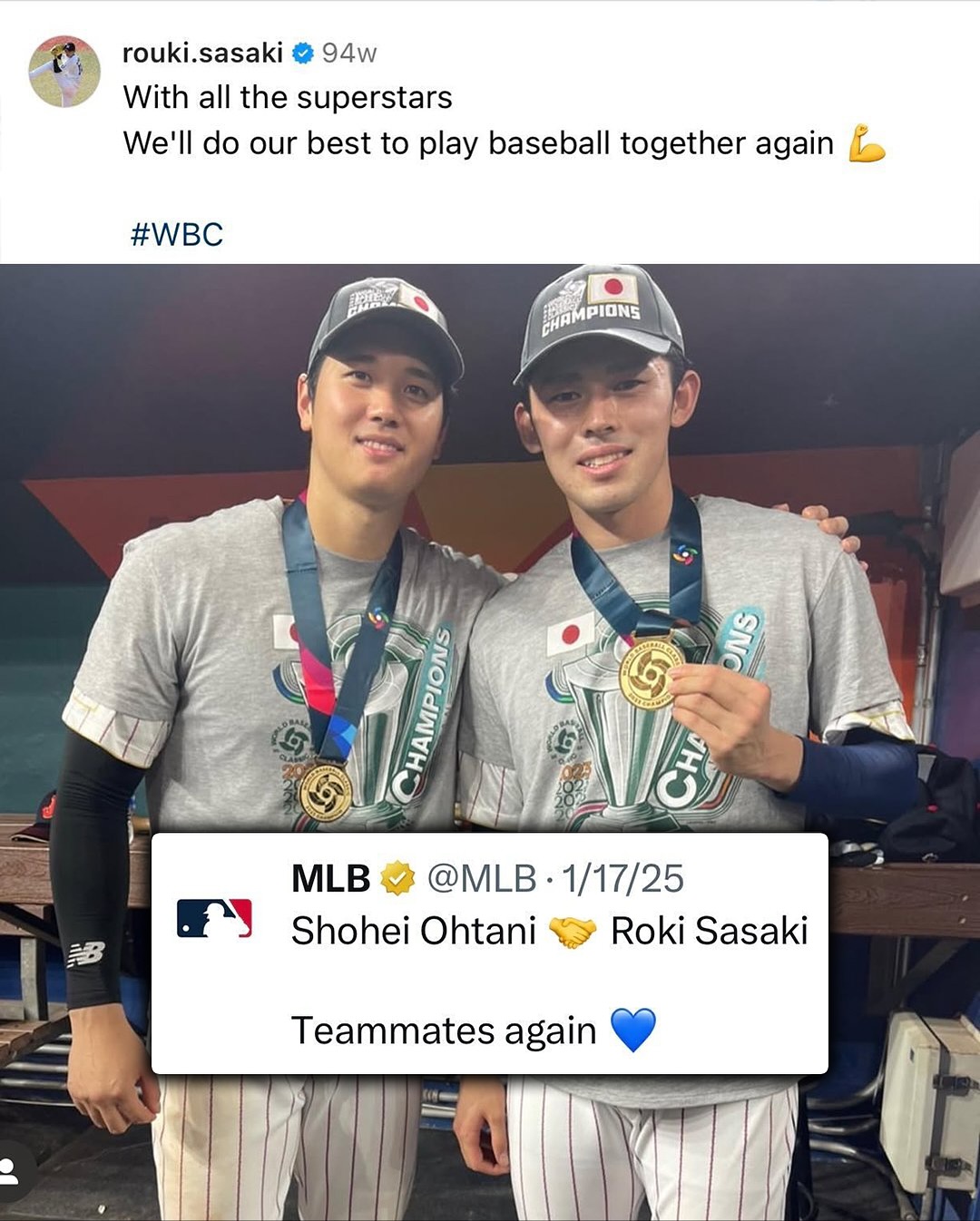 A full circle moment for Shohei Ohtani and Roki Sasaki 🥹