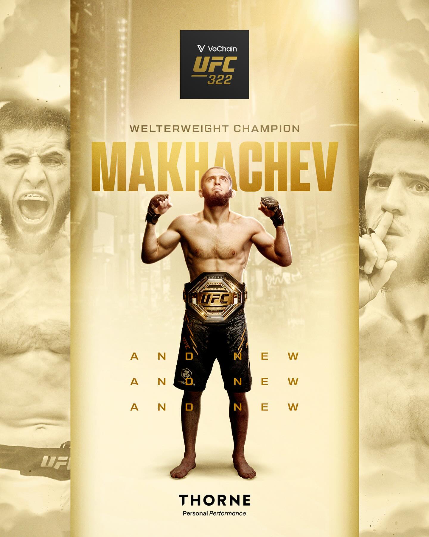 THE NEW WELTERWEIGHT KING 👑🏆

@Islam_Makhachev defeats Jack Della Maddalena by Unanimous Decision to become THE NEW welterweight champion of the world!

[ B2YB @thornehealth | #VeChain #UFC322 ]