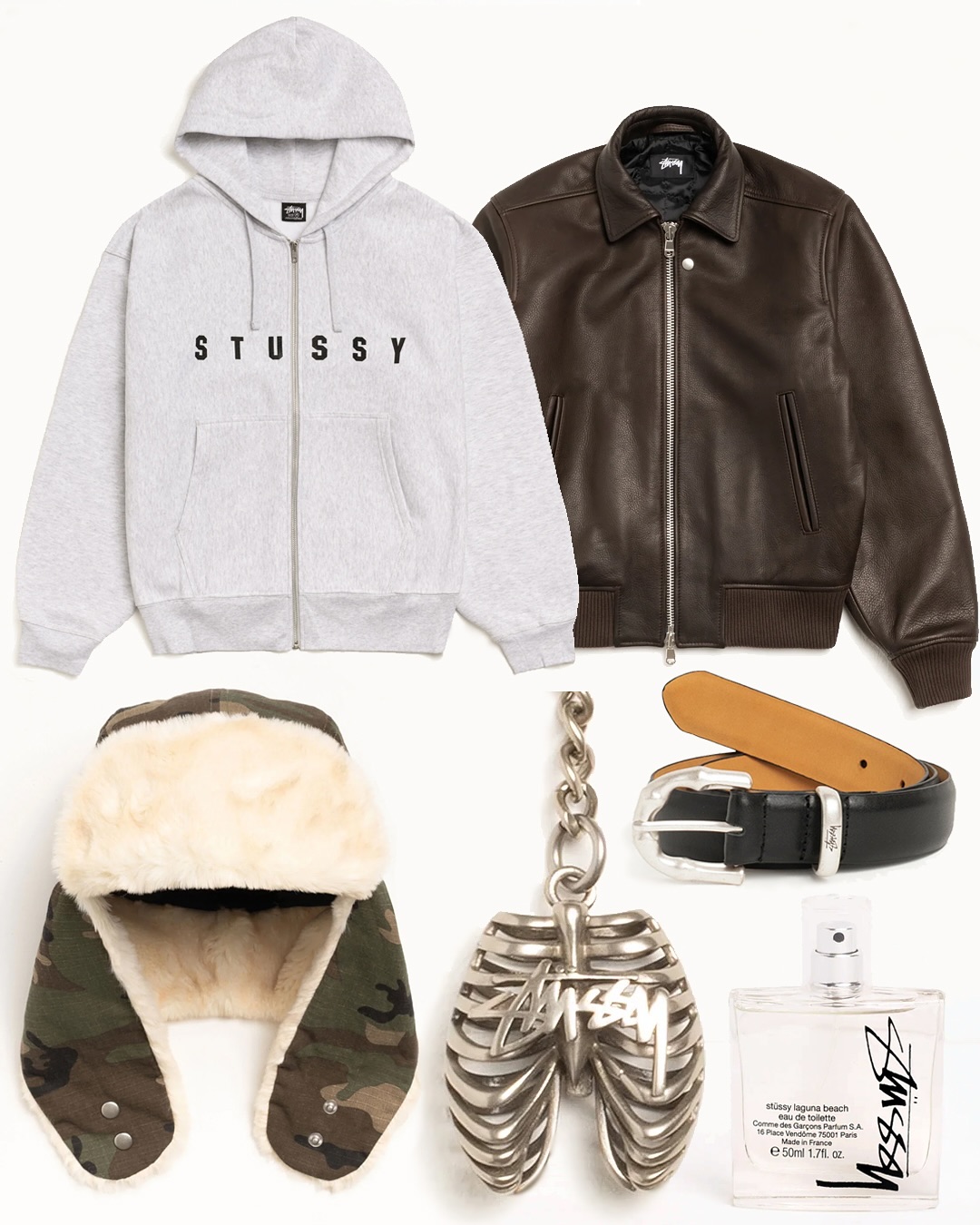 A look at today’s @stussy droplist featuring leather and shearling jackets, trapper caps and ribcage keychains

Picking anything up?