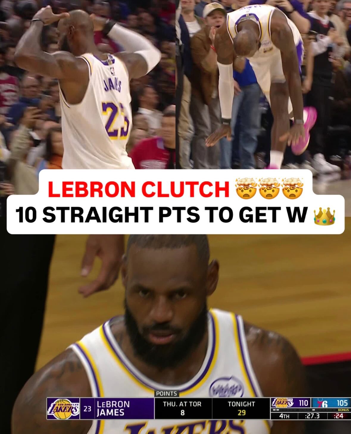 LEBRON WENT OFF IN THE CLUTCH. WOW. 🤯🤯🔥🔥