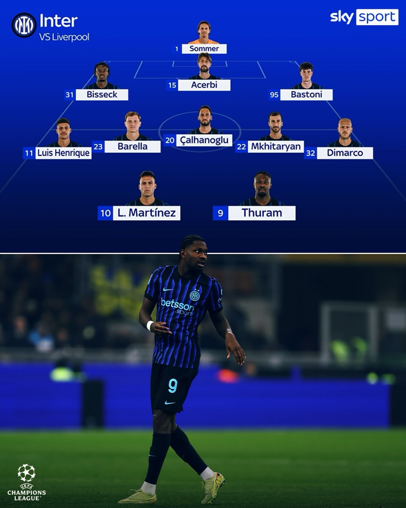 𝑰𝒍 𝒑𝒓𝒐𝒃𝒂𝒃𝒊𝒍𝒆 𝑿𝑰 𝒅𝒆𝒍𝒍’𝑰𝒏𝒕𝒆𝒓 𝒑𝒆𝒓 𝒔𝒇𝒊𝒅𝒂 𝒄𝒐𝒏𝒕𝒓𝒐 𝒊𝒍 𝑳𝒊𝒗𝒆𝒓𝒑𝒐𝒐𝒍 🔢

📌 Segui #InterLiverpool martedì alle 21 in streaming su NOW

#SkySport #SkyUCL #Inter #InterLiverpool