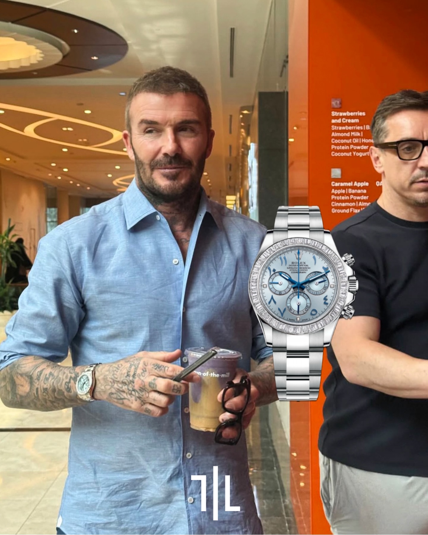 David Beckham was spotted in Qatar wearing an extremely rare @rolex Cosmograph Daytona ‘Arabic’ 116576TBR in platinum with baguette-cut diamonds bezel. This timepiece is exclusive sold at selected Rolex stores in Middle East and is one of the rarest Daytona Platinum ever made. It features an ice-blue dial, color only used on Rolex platinum watches, with blue arabic-hindu numerals as hour markers. #Rolex

Retail price: $ 174,500.00
Market price: $ 450,000.00

Photo: @runofthemillofficial | @rolex