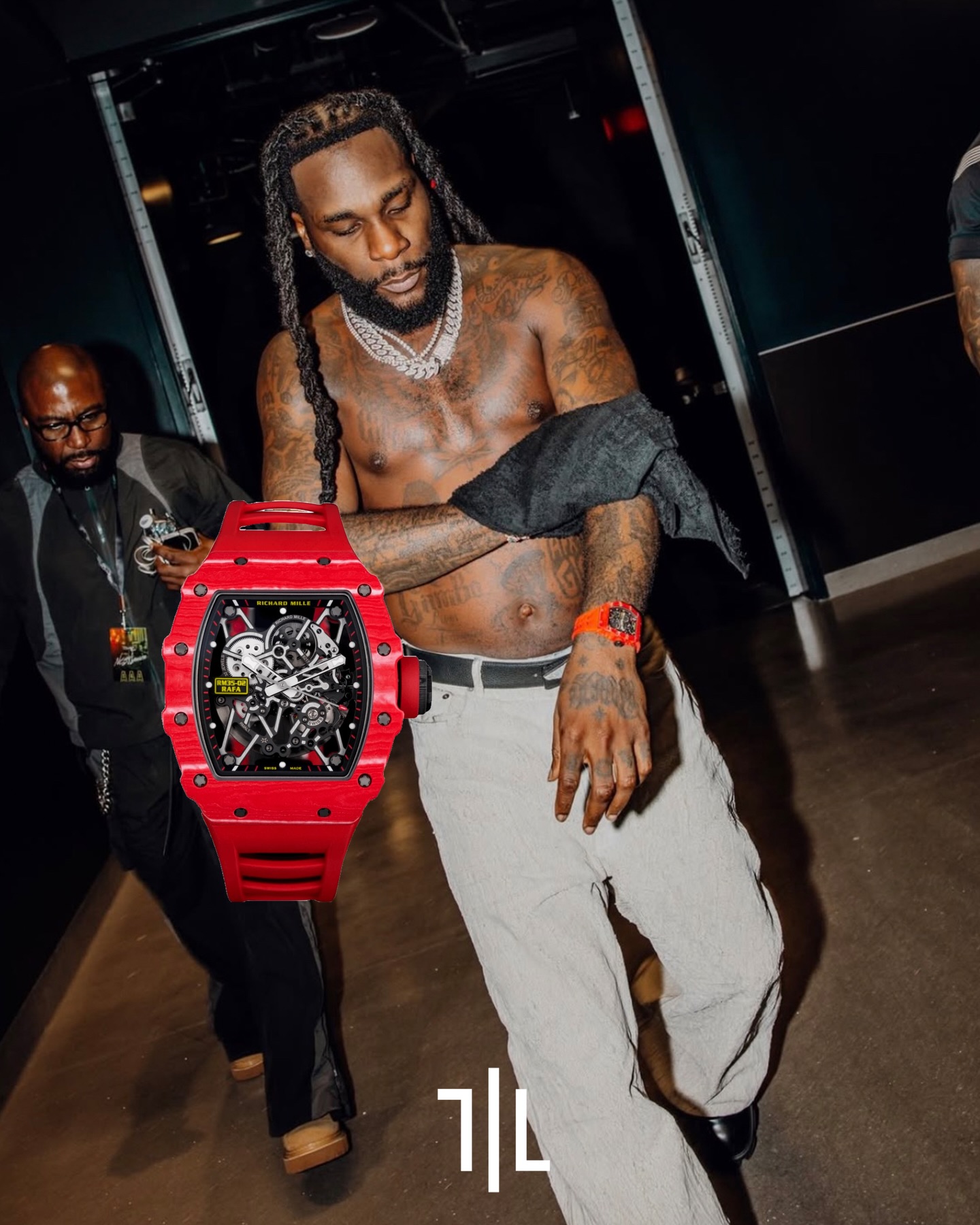 Burna Boy, during his recent concert in Houston, was spotted wearing a discontinued @richardmille RM 35-02 Rafael Nadal in Red Quartz TPT®, sold at @whitestonejewellers_ltd . Featuring a high-tech red Quartz TPT® case, this piece is one of the most recognizable variations from the RM “Nadal” lineup. The signature ultra-lightweight construction designed for extreme performance, the RM 35-02 remains a modern icon long after its discontinuation. #RichardMille

Richard Mille RM 35-02 Nadal (Red Quartz TPT®)
Market price: $250,000

Photo: @burnaboygram