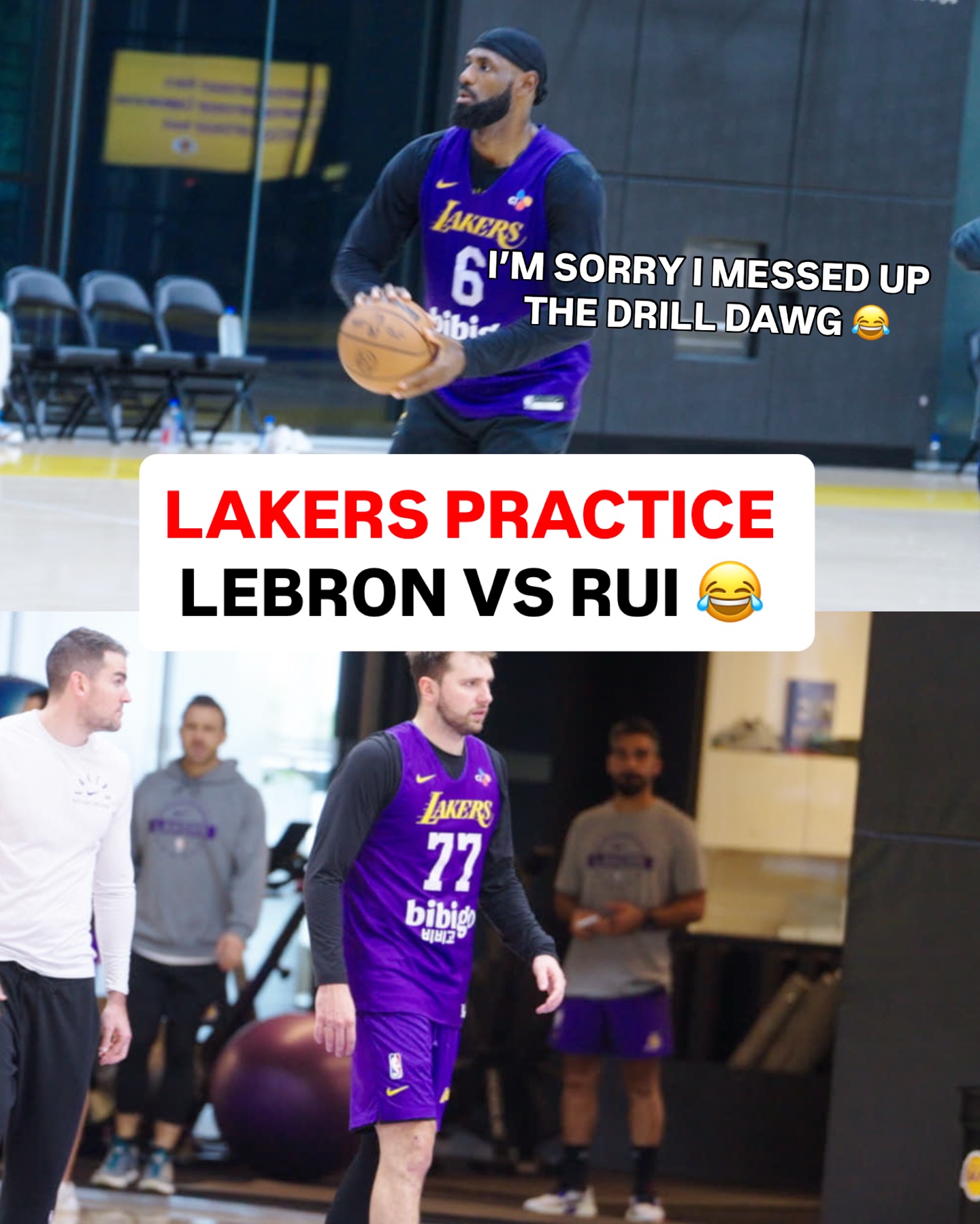 Lakers Practice 😂 Lebron talking to Rui in all around the world “sorry I messed up your drill dawg “

#nba #lakers #lebronjames #lakeshow