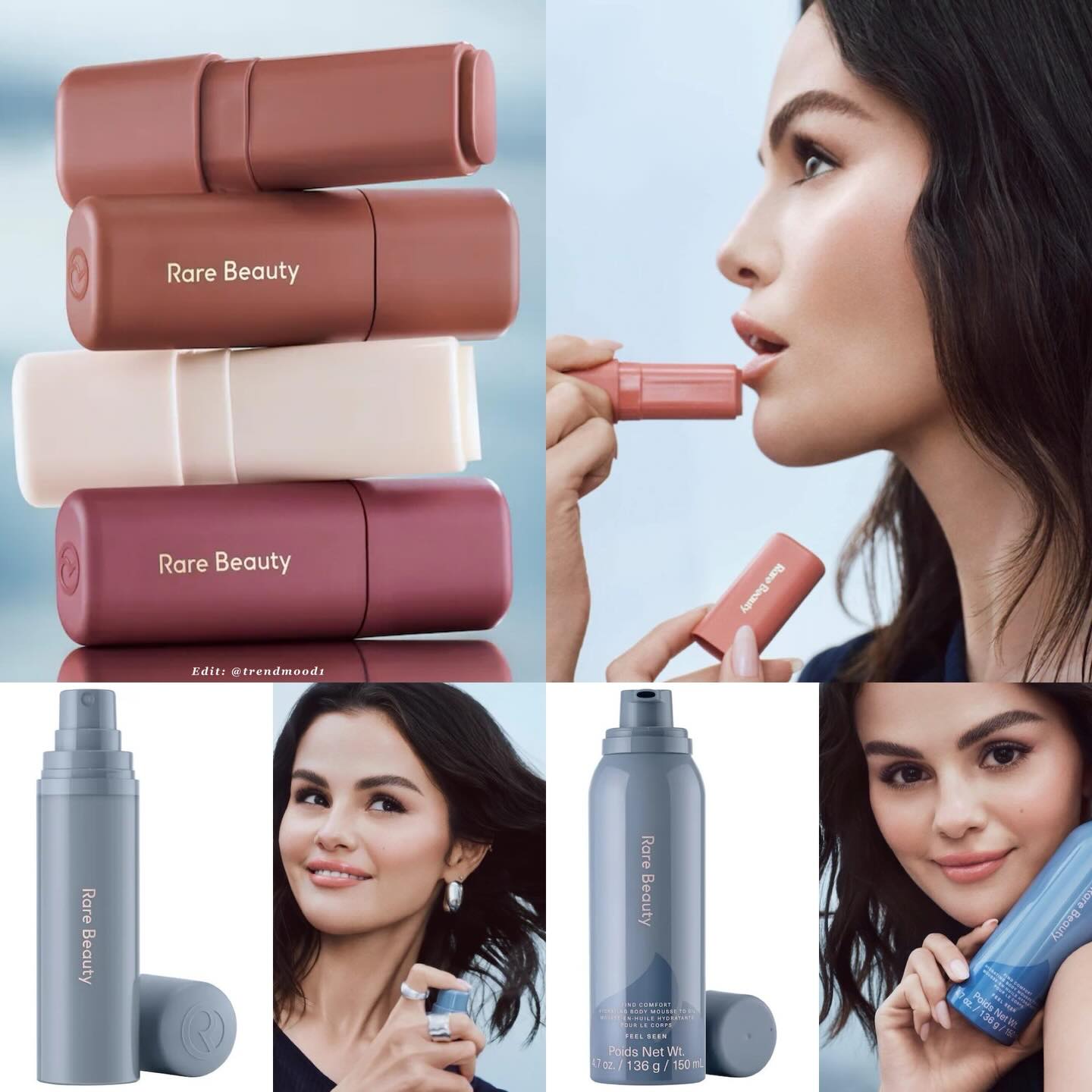 Revealed 🚨 NEW! Products and a new scent 🍈🌊👄 Say hello to 3 new products for the face, body, hair by #selenagomez #rarebeauty 

✨Find Comfort Lip Butter Balm + Overnight Mask with Hyaluronic Acid Butter $18
A daytime balm and overnight mask in one petite package, coats lips in hydration, leaving them softer, smoother, and more supple.
Loved - tea rose | subtle vanilla scent
Easygoing - clear | unscented
Friendly - muted caramel | subtle vanilla scent
Uplifting - deep cool berry | subtle vanilla scent

Will be available ➡️ December 13 on their website Sephora 
 LINK in BIO 

New scent: Find Comfort: Feel Seen
Fresh Florals
Key Notes: Honeydew, A Crisp Ocean Breeze

✨Hydrating Body Mousse to Oil $30
An airy mousse that transforms into a weightless oil, intensely hydrating for up to eight hours with fresh notes
✨Body & Hair Fragrance Mist with Niacinamide $28
A long-lasting fragrance mist with a fresh scent that softens skin and hair with up to 24 hours of hydration.

Will be available ➡️ December 7 on their website Sephora 
 LINK in BIO 

What’s on your list? 👄🌊🍈XO #TRENDMOOD 

#fragrance #bodymist #bodycare #bodymousse #hairmist #fragrancecollection #fragranceaddict #lipbalms #lipbalm #lipmask #liptreatment #newbeauty #beautynews https://bit.ly/4pF8Geu
