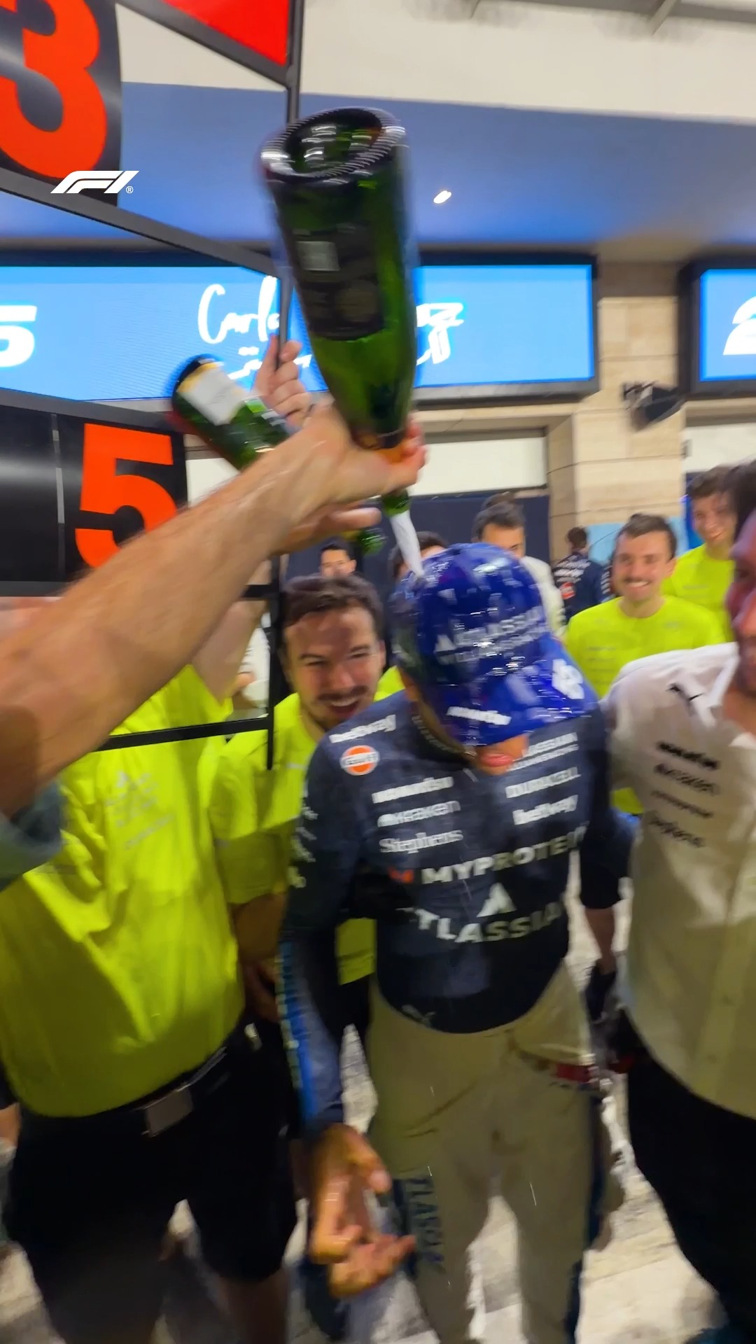 Don't like getting drenched? Stop scoring podiums, simple as that 😜🍾

#F1 #Formula1 #QatarGP