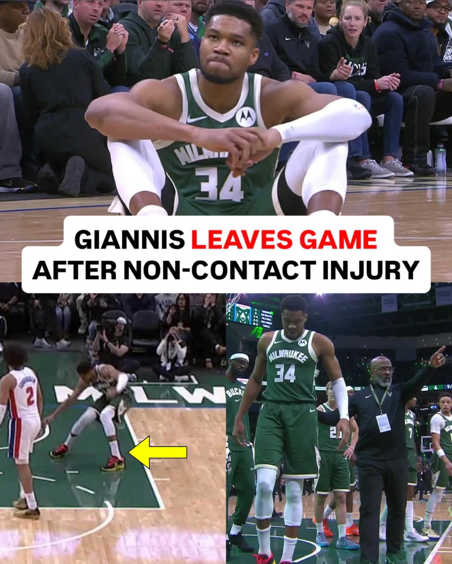 GIANNIS WILL NOT RETURN TONIGHT DUE TO CALF STRAIN 🚨 (per @bucks)