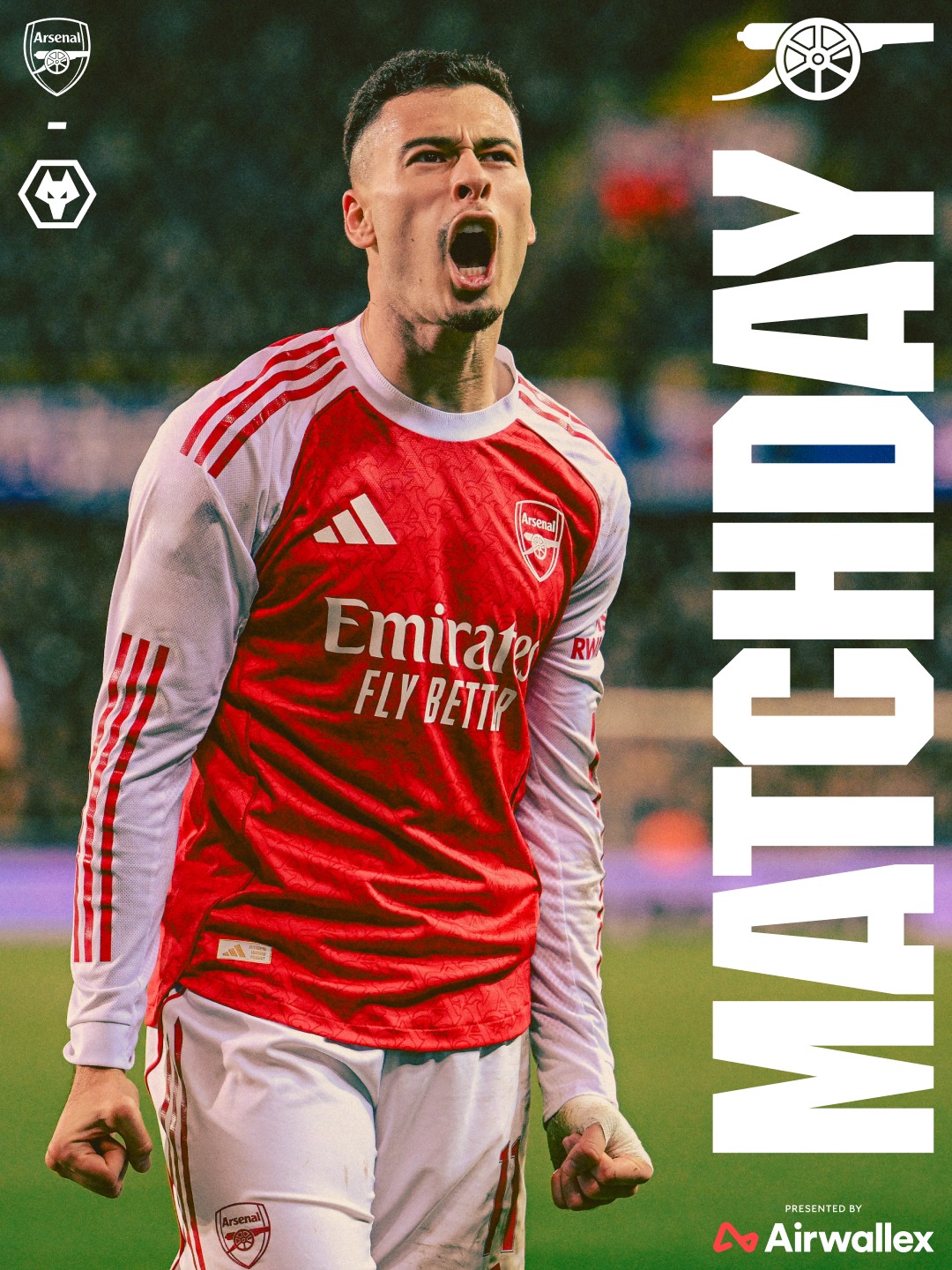 🔴 𝗠𝗔𝗧𝗖𝗛𝘿𝘼𝙔 ⚪️⁣
⁣
🆚 Wolverhampton Wanderers⁣
🕗 8pm (UK)⁣
🏆 Premier League⁣
🏟️ Emirates Stadium⁣
⁣
🤝 @Airwallex