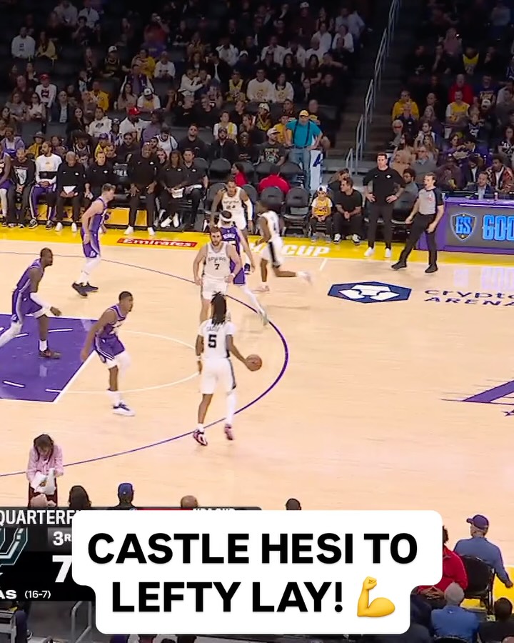 @stephcastle shows off his moves as he drives in for the left hand layup! 👀

🆚 SAS/LAL • Prime • <link in bio>
🏀 @emirates NBA Cup West Quarterfinals
🏆 Winner advances to Semifinals in Vegas