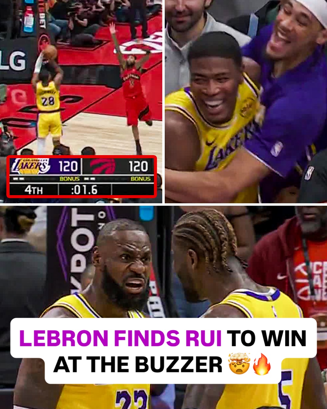 LEBRON FINDS RUI AND THE LAKERS WIN IT AT THE BUZZER IN TORONTO 😤