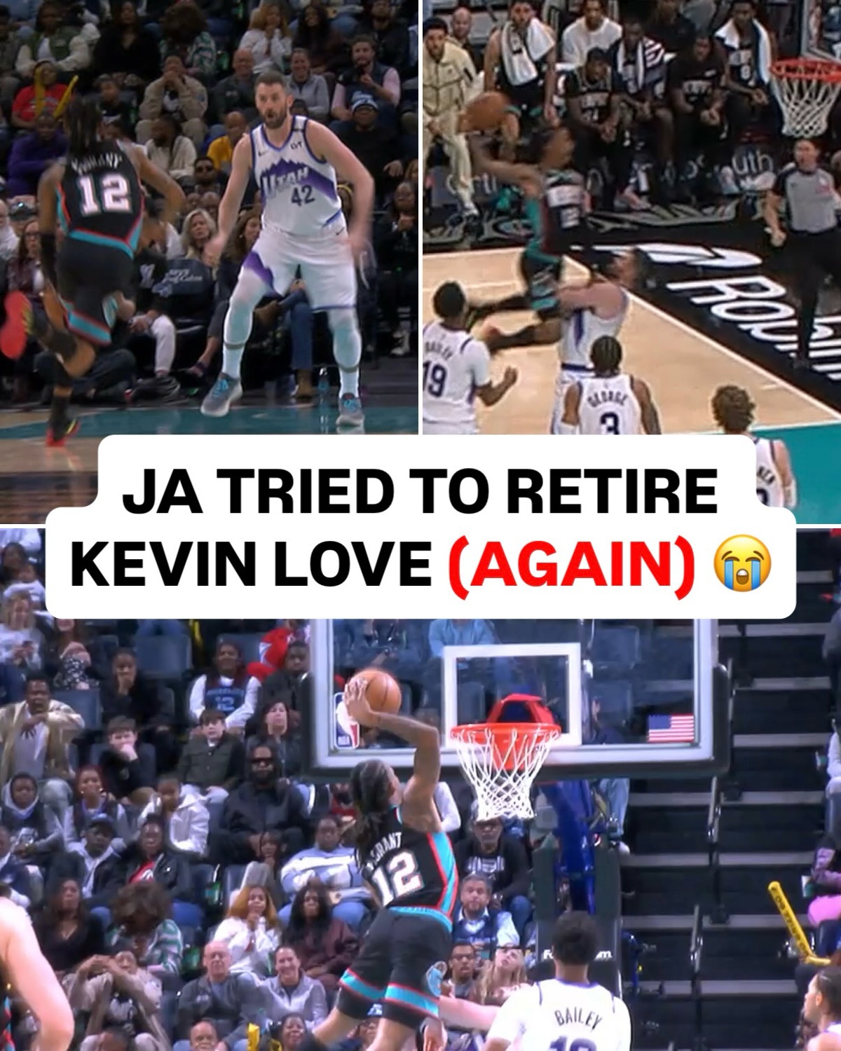 What does Ja have against Kevin Love?! 😭

(h/t 4sfgquan/x)