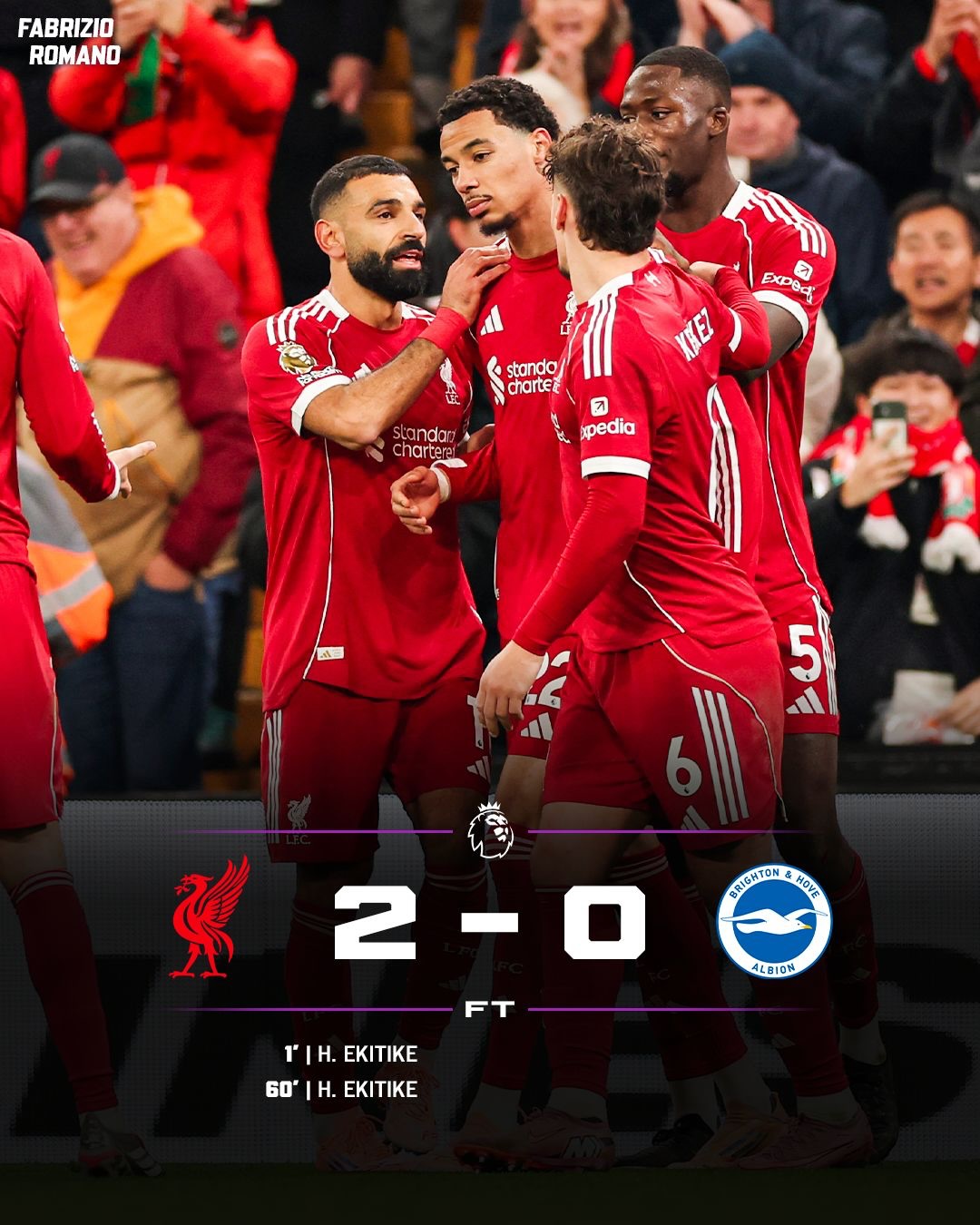 𝐇𝐔𝐆𝐎 𝐀𝐍𝐃 𝐌𝐎 𝐒𝐇𝐎𝐖𝐓𝐈𝐌𝐄 🤹🏽‍♂️🤹🏼‍♂️

Ekitike’s brace and Salah’ assist as Liverpool win their 𝒔𝒆𝒄𝒐𝒏𝒅 𝒈𝒂𝒎𝒆 𝒊𝒏 𝒂 𝒓𝒐𝒘 after San Siro’s three points ✨