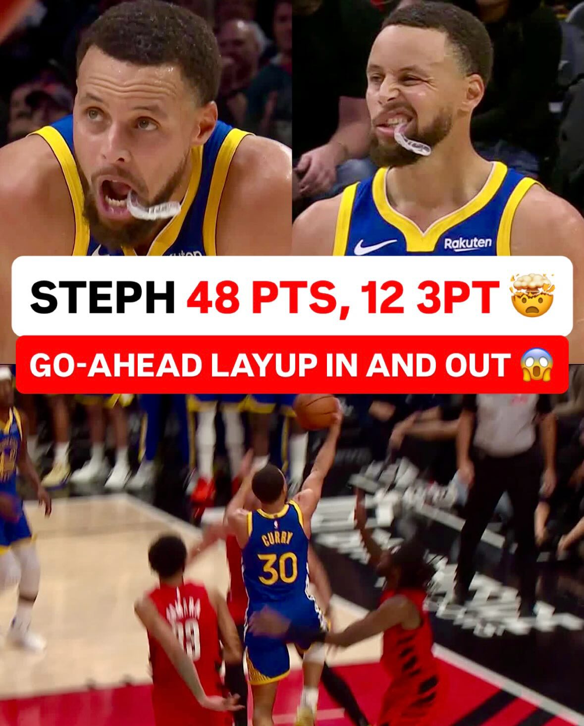 CURRY INSANE PERFORMANCE. BLAZERS GOT THE BIG STOP. 😳🤯