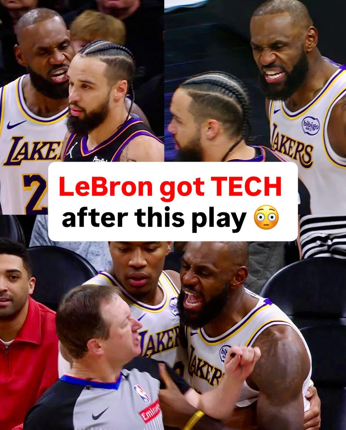 LeBron TECH after having words with Dillon Brooks. 😳