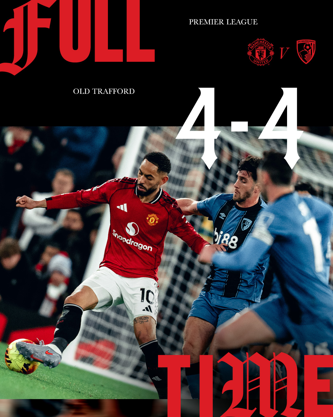 A frantic game ends level at Old Trafford.