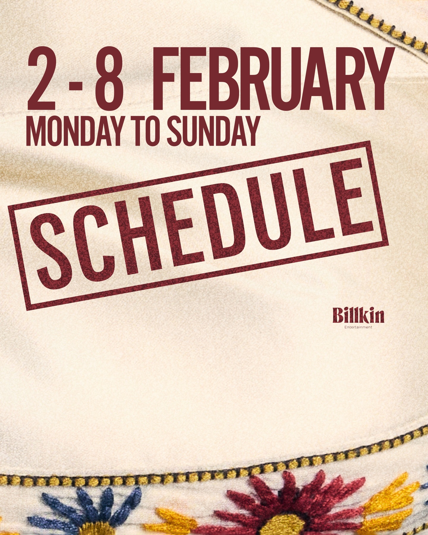 ตารางงาน ‘บิวกิ้น พุฒิพงศ์’ ประจำสัปดาห์
วันที่ 2 - 8 กุมภาพันธ์ 2569

#BillkinEntertainment #Bbillkin